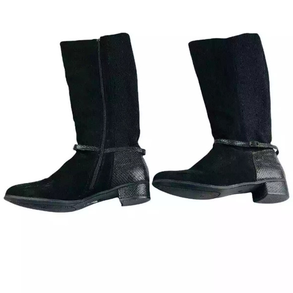 Cato Womens Snake Embossed Knee High Boots Zip Stretch Black Faux Suede Size 10 - Picture 3 of 9